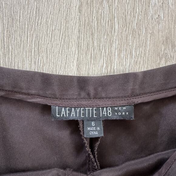 Lafayette 148 Satin Pants Silk Blend Straight Leg Trousers Cropped - Picture 5 of 12